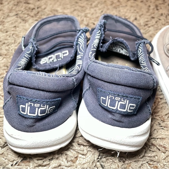 Kids Hey Dude Wally Stretch Canvas Tan Youth 1 US/ Canvas‎ Navy 13 US - Picture 6 of 10